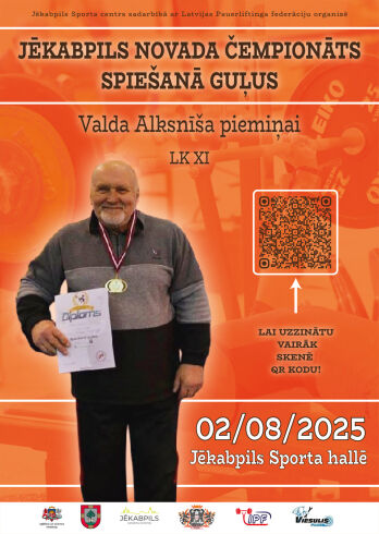 Jēkabpils čempionāts spiešanā guļus veltīts Valda Alksnīša piemiņai